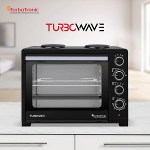 SUBZONAL-Turbotronic Mini four avec chaleur tournante et plaques de cuisson / 35 l/noir / 3200 W, mini four avec minuteur, four à pizza, tournebroche, plaque de cuisson, éclairage intérieur - Neuf