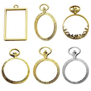 6x/Set Montre De Poche Cadre Pendentif Lunette Cadre De R&eacute;glage Avec Boucle R&eacute;sine Uv Breloques - Neuf