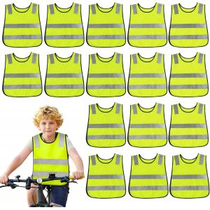 Ulteronixshop-16 Pi&egrave;ces Gilet Jaune Enfant, Gilet Securite Enfant, Gilet Fluo Enfant Gilet Haute Visibilit&eacute; Pour Velo Plein Air Course &Agrave; Pied 3-12 Ans Enfants - Neuf