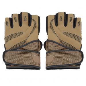 Gants De Cyclisme Respirants En Microfibre Pour Sports De Levage, Demi-Doigts, Adherence Supplementaire (Marron, Taille Xl) - Neuf