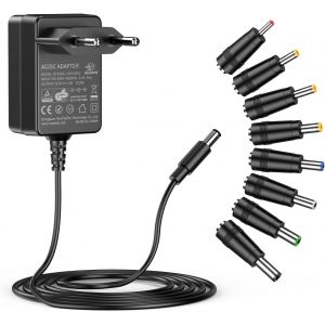 Adaptateur Secteur 12V 1A, Alimentation Universelle Ransformateur D'Alimentation, Connecteur Dc 5.5 X 2.1Mm, Adaptateur Portable Universel Avec 8 Prises Dc Pour Bandes Led, Routeur[Z4080] - Neuf