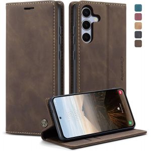 Samsung Galaxy S25 Plus 5G Case Cover Samsung Galaxy S25 Plus Shockproof Premium Pu Leather Card Slots Wallet Pouch With Stand Flip Function Samsung Galaxy S25 Plus 5G  Coffee - Neuf