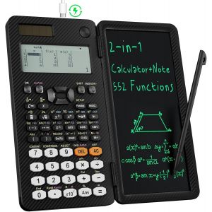 Calculatrices scientifiques pour &eacute;tudiants 991ES Calculatrices de bureau 4 lignes avec tablette d'&eacute;criture LCD effa&ccedil;able, alimentation par batterie solaire avec bloc-notes calculatrice pour - Neuf