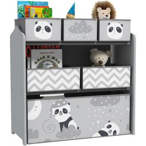 SUBZONAL-Meuble Rangement Enfant, Rangement Jouet Enfant, 6 bo&icirc;tes Amovibles en Tissu Non tiss&eacute;, biblioth&egrave;que, Organisateur de Jouets pour Salle de Jeu, garderie, &eacute;cole, 63 x 30 x 66 cm, Gris - Neuf