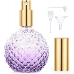 KALANKA-Vaporisateur Parfum Rechargeable, 100ml Echantillon Parfum Vide, Vaporisateur Portable en Verre, avec Entonnoir, Pompe, Pipette, pour Cadeaux (Violette) - Neuf