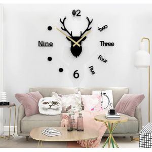 (30 pouces) Grande horloge murale 3D bricolage miroir sans cadre grande horloge murale décor à la maison salon chambre bureau café bar décoration murale - Neuf