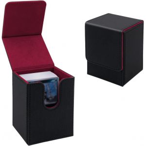 Mdy-Vertical Trading Card Storage Box Contenir À 100+ Cartes Pour Mtg, Commander Tcg, Cartes À Collectionner - Noir Et Rouge - Neuf
