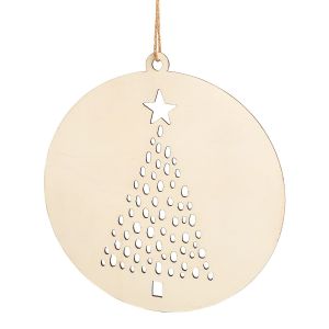 Suspension D&eacute;cor Sapin En Bois Diam&egrave;tre 27,5 Cm - Neuf