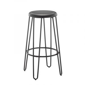 Tabouret haut style industriel &iquest; M&eacute;tal noir mat &iquest; Pieds &eacute;pingle - Neuf