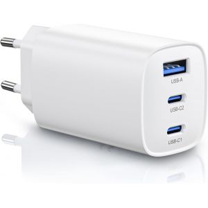 JGD-65W Chargeur USB C Rapide 3 Ports GaN PPS Prise USBC Charge Rapide Bloc Chargeur Type C Adaptateur Secteur USB C Compatible avec MacBook Pro/Air, iPad, iPhone 17/16, Galaxy S25/S24/S23 - Neuf