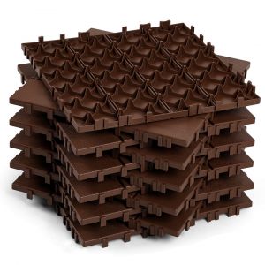 99x Dalle de terrasse dalles en plastique sol en plastique avec syst&egrave;me d'encliquetage pour jardin 30x30cm Brun - Neuf