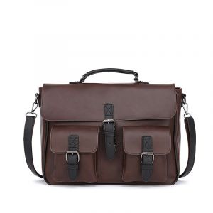 Sac à main en cuir de cheval pour hommes,sacs à bandoulière décontractés,grande capacité,étuis à bombes - Coffee - Neuf