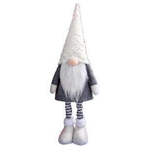 No&euml;l Gnome de Vacances de D&eacute;coration T&eacute;lescopique en Spirale &agrave; Cheveux &agrave; la Main Tomte de Dol Blanc - Neuf