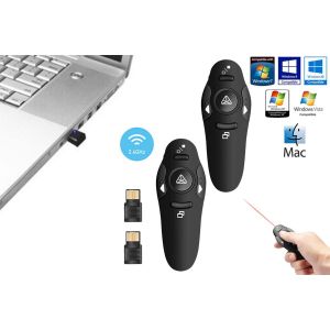 Lot de 2 t&eacute;l&eacute;commandes sans fil avec pointeur laser pour pr&eacute;sentations PowerPoint - Neuf
