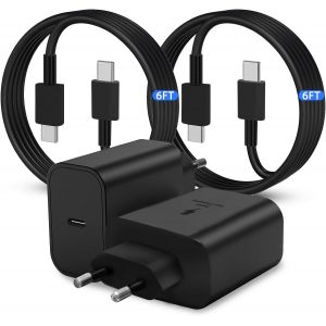 Lbgwp60-Chargeur Super Rapide Usb-C,45w Fast Charger Plug [2 Pack] Pour Samsung Galaxy S24/S23 Ultra/S23+/S22 Ultra/S22+/S20 Ultra/Note 10 Plus, Galaxy Tab S8 Avec 1.8m Type C Cable - Neuf