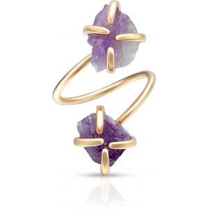 Anneaux Ouverts R&eacute;glables Plaqu&eacute;s Or 14 Carats Aigue-Marine Stacking Bagues Irr&eacute;guli&egrave;res Laurier Vert Cristal Alliances Pour Femmes - Neuf