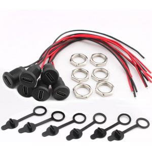 JGD-6PCS USB-C USB Type C C&acirc;ble d'extension USB Type C souder connecteur connecteur Femelle USB C &agrave; Montage sur Panneau avec Plaque de Verrouillage &agrave; &eacute;crou 15 cm - Neuf