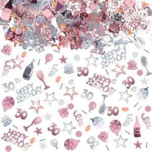 Confettis Anniversaire 1000 Pi&iquest;&iquest;ces - Deco Table 30 Ans, Paillettes HAPPY BIRTHDAY pour F&iquest;&ordm;te et Baby Shower (Rose) - Neuf