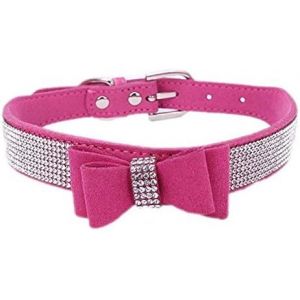 Kal-Collier Pour Chien Avec Strass, En Cuir Synthétique Doux, Taille Xs, Rose Vif 1 - Neuf
