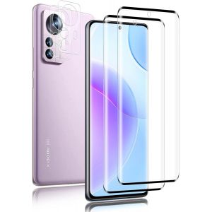 Kal-Film De Protection D'écran En Verre Blindé Pour Xiaomi 12/12x 5g -+ 2 Pièces -Dureté 9h + Protection De L'appareil Photo -Transparent Hd -Haute Sensibilité -Film De Protection D'écran - Neuf