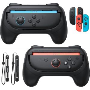 Hljhj-Poignées Pour Switch 2/Switch 1/Oled, Antidérapant Kit De Poignée Compatible Avec Nintendo Switch 2 Pour Joycon 2, Manette Accessoire Pour Switch 2/1 (Noir+Noir) - Neuf