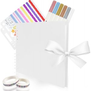 Album Photo,Album Photo Scrapbooking 80 Pages Album Photos 29&times;21.5cm Avec Marqueurs Stylos Pochoirs Autocollants,Livre Photo Pour Anniversaire,Remise De Dipl&ocirc;me,Saint-Valentin (Blanc) - Neuf