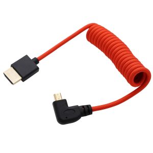 Câble Micro-Hdmi Vers Hdmi 8K 4K 60P Rouge Tressé Spiralé De 30 Cm Pour Appareil Photo Canon R5C R8 R10 Sony A7C A7Riv X-T50 Sigma Fp Appareil Photo Atomos Ninja V Ultra Feelword, Type A D[Z941] - Neuf