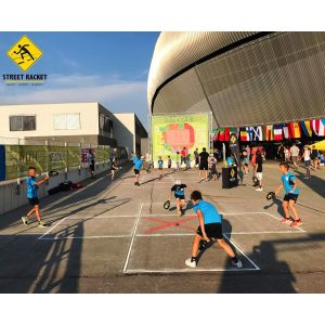 Schildkr&ouml;t Funsports Set Scolaire,24 Raquettes En Bois,24 Balles Souples,Craies De Rue Pour Marquer Le Terrain De Jeu,Dans Un Sac De Sport Scolaire Avec Logo,970041 - Neuf