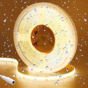 Tzf-24v 5m Ruban Led Cob Blanc Chaud 3000k 480led/M &Eacute;tanche Ip65 Luminescence Uniforme Cri 93+ Haute Luminosit&eacute; 4300lm Flexible D&eacute;coupable Bande Led Pour Maison Chambre Cuisine(Sans Alimentation) - Neuf
