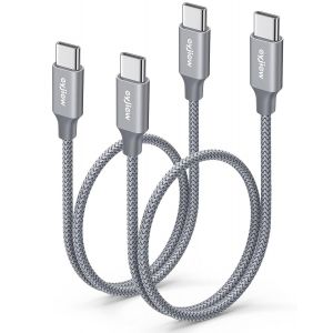 TRAHOO-C&acirc;ble USB C vers USB C Court [0.6M, Lot de 2], Cordon USB Type C PD Charge Rapide 60W Nylon Tress&eacute; pour iPhone 16 Pro Max 15 Galaxy S25 S24 Plus Ultra S23 A35 A55, Redmi 14C A3 Note 13 12 - Neuf