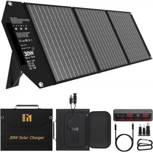 30w Chargeurs Solaires Portable Avec 5 Ports,18v Mc4 Haute Sortie / 18v Dc/Qc 3.0 Usb-A Et Usb-C (Pd 18w) Chargeur Solaire Randonn&eacute;e Pour T&eacute;l&eacute;phones Portables,Powerbank,Camping - Neuf