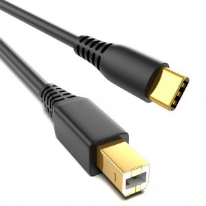 JGD-C&acirc;ble d'imprimante USB C 1 m Midi Cable, 2.0 USBC vers USB B plaqu&eacute; or 1 m C&acirc;ble d'imprimante USBC pour iPhone 15 16 17 Macbook Dell, HP, Canon Scanner, imprimante, piano num&eacute;rique, clavier MIDI - Neuf