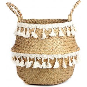 Panier Tissé En Jonc De Mer Pour Le Rangement De Plantes Ou De Jouets Pour La Salle De Bain (Large, Blanc Ivoire) - Neuf