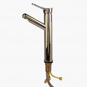 HJLIAN Robinet de salle de bain monotrou extractible dore G1/2" pour lavabo et eau froide - Neuf