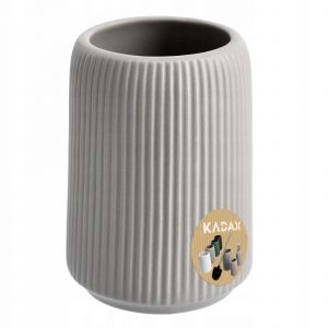 KADAX Tasse de salle de bain pour brosses &agrave; dents, r&eacute;cipient gris, organisateur rond en c&eacute;ramique - Neuf