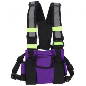 Sac De Poitrine Multifonctionnel En Nylon Impermeable, Gilet De Securite Reflechissant Pour L'exterieur (Violet Vert Fluorescent) - Neuf