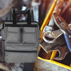YILEQI - Sac a outils en tissu Oxford, sac a dos multifonctionnel pour outils de reparation et de rangement (gris) - Neuf