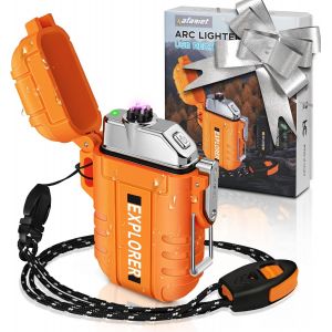 Eryi-Briquet Usb Double Arc Électrique, Rechargeable, Étanche, Pour Camping, Randonnée, Kit De Survie En Plein Air, F13-Orange. - Neuf