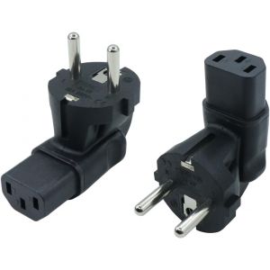 JGD-90 degr&eacute;s Schuko m&acirc;le &agrave; IEC C13 Adaptateur, IEC320 C13 Femelle &agrave; m&acirc;le europ&eacute;en CEE 7/7 m&acirc;le Adaptateur pour Ordinateur Portable ou C13 c&acirc;ble appareils (2 Pack) - Neuf