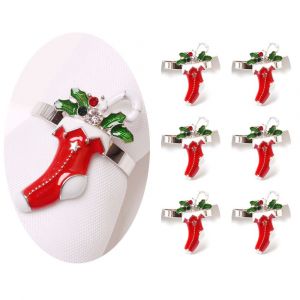 6 Pi&egrave;ces Cr&eacute;atives Ronds De Serviette - Silver Souliers De No&euml;l, Unique, Ronds De Serviette, Banquet De Mariage D&eacute;coration De Table Vaisselle Fournitures - Neuf