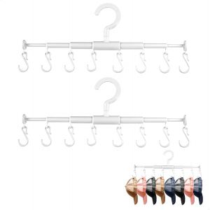 Support Casquette, Rangement Casquette, Porte Chapeau Mural Extensible, Porte Chapeau avec 8 Crochets, Range Casquette pour Suspendre Chapeaux, Cravates, &Eacute;charpes, Gants, Portable, 2 Pi&egrave;ces - Neuf