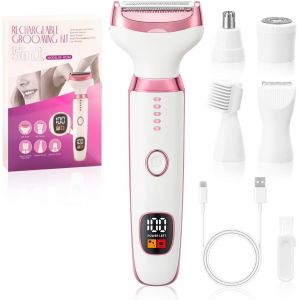 Rasoir &Eacute;lectrique Femme 5 En 1 ,Rasoir &Eacute;lectrique Pour Femme &Agrave; L'aine,Rasoir &Eacute;lectrique Corps Femme Ipx7 Imperm&eacute;able, Rasoir Sous-V&ecirc;tements Femme Sec Et Humide,Indolore Rasoir Pi&egrave;ces Intime - Neuf