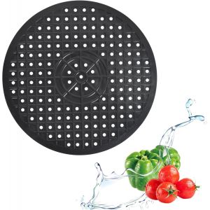 Fond D'&eacute;vier Rond, 12"", Tapis D'&eacute;gouttage Antid&eacute;rapant En Caoutchouc Souple, Pliable (Noir) - Neuf