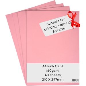 Papier Cartonné A4 Pour Imprimante, Rose Pâle - 160 G/M² 40 Feuilles - Carton De Couleur - Pour La Confection, L'Impression, La Photocopie. - Neuf