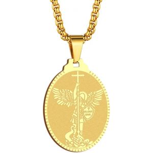 Kal-Collier Saint Christophe Avec Pendentif Saint Michel George Barbara Pour Homme Et Femme Le Sceau Des Sept Archanges M&eacute;daille Religieuse M&eacute;daille Disque Bijoux Cadeau Chr&eacute;tien - Neuf