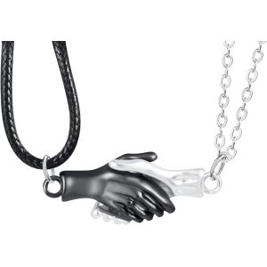 Trahoo-Feilok Poignée De Main Couple Amitié Magnétique Bff Pendentif Homme Femme Collier Chaîne En Acier Inoxydable - Neuf