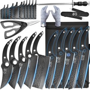 Letnerny-10pcs Chef Couteau Cuisine Set Professionnel Avec C Aux Sac À Rouleaux Aigu Ur Acier Test De Blé - Neuf