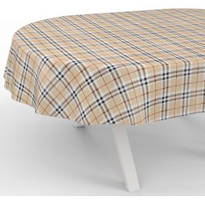 Chenquansarl-Nappe En Toile Cirée - Lavable, Imperméable - Ovale - Bord Coupé - Motif Écossais - 240 X 140 Cm - Neuf