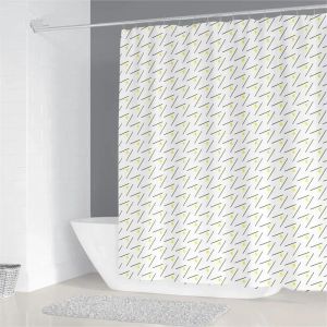 Rideau De Douche Imperméable En Polyester,200X180Cm,Pour Salle De Bain,Impression De Motifs Géométriques Simples,Décoration De La Maison,Avec 12 Crochets.8.W120Xh180Cm - Neuf