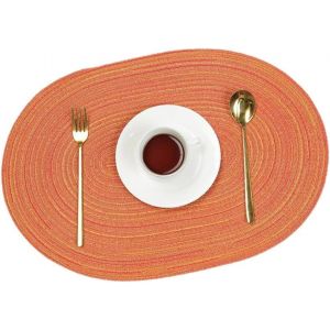 Sjzg-Lot De 2 Sets De Table Tress&eacute;s Ovales - Double Face - Antid&eacute;rapants - R&eacute;sistants &Agrave; La Chaleur - Pour Salle &Agrave; Manger, Cuisine, Mariage, F&ecirc;te - 50 X 35 Cm - Orange - Neuf